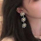 Faux Crystal Flower Dangle Earring 1 Pair - Earring - Flower - One Size
