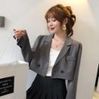 Double-breasted Cropped Blazer / Mini Pleated Skirt