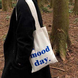 Lettering Canvas Tote Bag Light - White - One Size