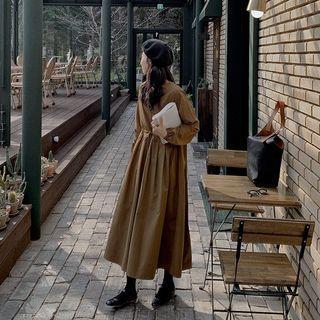 Drawstring-waist Flared Long Dress