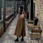 Drawstring-waist Flared Long Dress