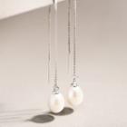 925 Sterling Silver Pearl Dangle Earring 1 Pair - As Shown In Figure - One Size