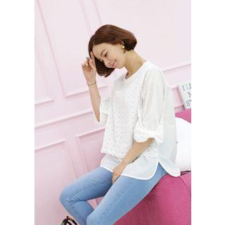 Eyelet-lace Panel Cotton Top