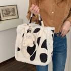 Cow Print Corduroy Tote Bag / Bag Charm / Set