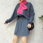 Set: Dip-back Pullover + A-line Skirt + Scarf