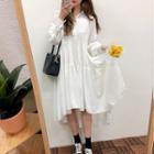 Long-sleeve High-low A-line Shirt Dress