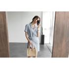 Wrap-front Linen Blend Shirtdress