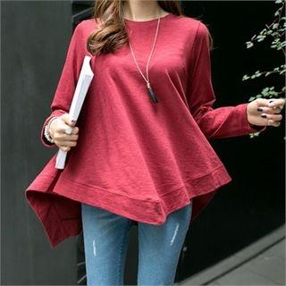 Asymmetric-hem A-line T-shirt