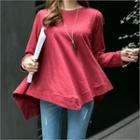 Asymmetric-hem A-line T-shirt
