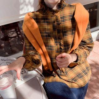 Frilled-detail Checked Shirt