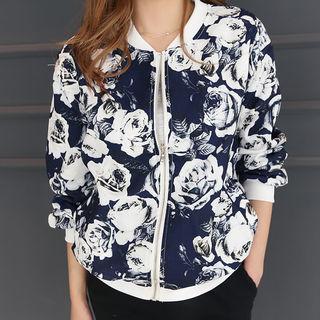 Floral Pattern Zip-up Jacket