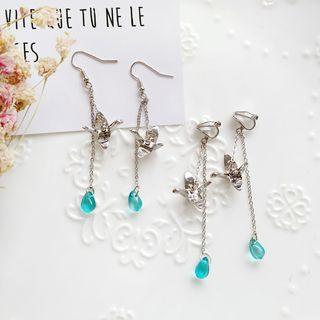 Origami Crane & Bead Dangle Earring