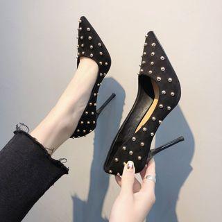 Studded Stiletto-heel Pointy-toe Pumps