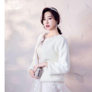 Furry Open Front Jacket White - One Size