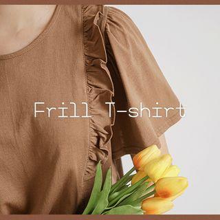 Bell-sleeve Frilled T-shirt