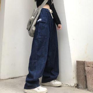 Drawstring High Waist Wide-leg Jeans