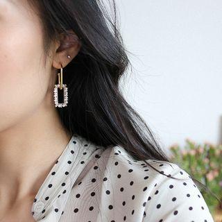 Faux Pearl Rectangle Drop Earring 1 Pair - As Shown In Figure - One Size