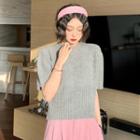 Short-sleeve Ribbed Sweater