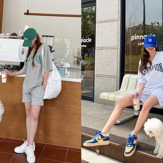 Set: V-neck Letter T-shirt + Shorts