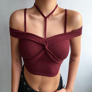 Strappy Cold Shoulder Crop Top