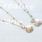 Lettering Coin-pendant Chain Necklace
