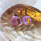 Resin Button Miniature Human Figure Earring