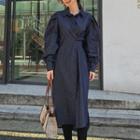 Balloon-sleeve Tie-waist Denim Shirtdress