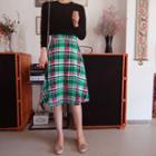 Band-waist A-line Plaid Skirt