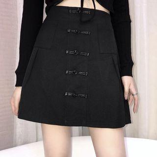 Chinese Knot Button A-line Skirt