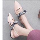 Plaid Bow Slingback Pointed Toe Sandals