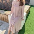 Midi A-line Knit Hoodie Dress