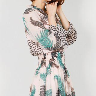 Smock-waist Chiffon Shirtdress