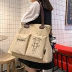 Cartoon Cow Embroidered Nylon Tote Bag