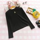 Crescent Embroidered Long-sleeve T-shirt Black - One Size