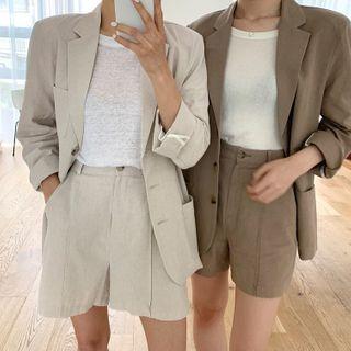 Plain Single-breasted Blazer / Wide-leg Shorts