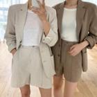 Plain Single-breasted Blazer / Wide-leg Shorts