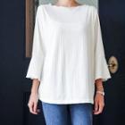 Fray-edge 3/4-sleeve Textured T-shirt
