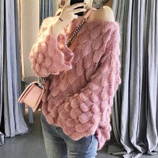 Patterned Rib Knit Sweater