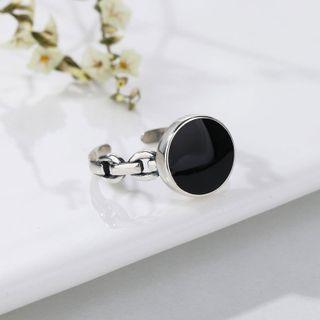 Glaze Sterling Silver Open Ring Black - No.10