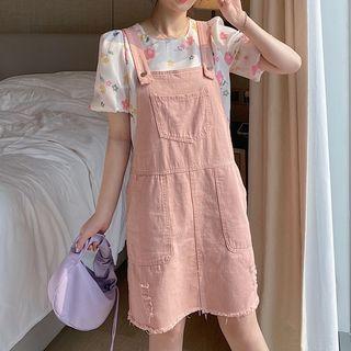 Short-sleeve Floral T-shirt / Overall Dress