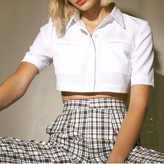 Short Sleeve Pocket Crop Shirt