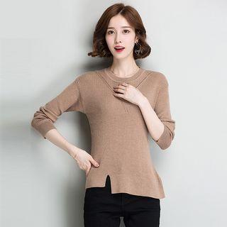 Plain Slit Sweater