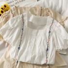 Embroidered Square-neck Shirt