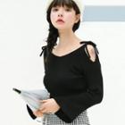 Cold-shoulder Flared-sleeve Sweater