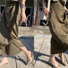 Satin Maxi Wrap Skirt Khaki - One Size