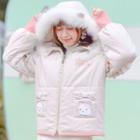 Printed Furry Hood Padded Jacket Off-white - L