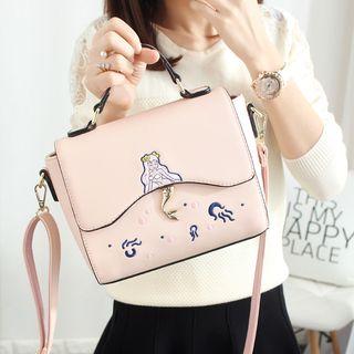 Mermaid Embroidered Handbag With Shoulder Strap