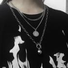 Ball & Disc Pendant Layered Chain Necklace Silver - One Size