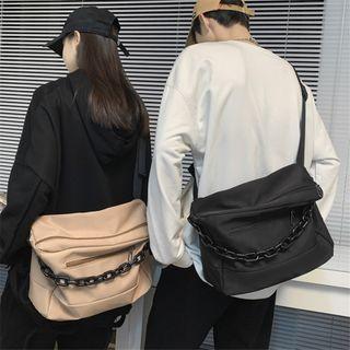 Chain Accent Nylon Crossbody Bag