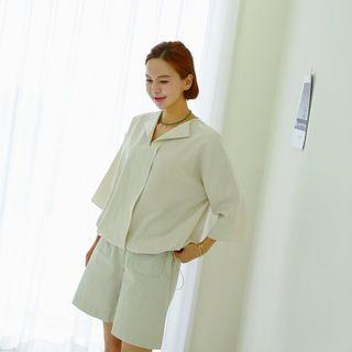 Slit-neck Drawcord-hem Top